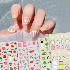 [Overseas] Nail Art Stickers, Character Nail Stickers, Nail Materials, Manicure, Fruit Stickers, Lemon, Grapefruit, Watermelon, Strawberry, Peach, Free Size/T025-196 7 50ea