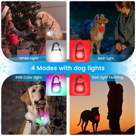 Dog Lights for Night Walking, 2 Pack Dog Collar Light, IP68 Waterproof Dog Light, Rechargeable Light for Dog Collar, Clip On Dog Collar Lights for Night Walking, 4 Modes Dog Safety Light