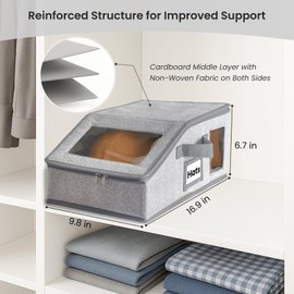 houxen 2 PCS Stackable Cap Organizer for Baseball Caps – Collapsible Hat Storage Boxes with Clear Window, Non-Woven Fabric, Cardboard Support, Organizer for Closet, Travel or Car Trunk Storage, Grey