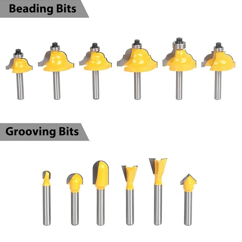 Ozmatip Router Bit Set ,Tungsten Carbide Router Bits Set 1/4