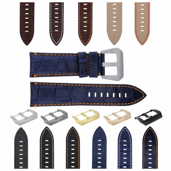 Ewatchparts 22-24mm Leather Watch Band Strap Compatible With Montblanc Timewalker