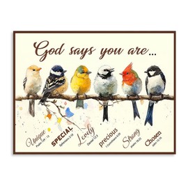 Dazzlewall Bibelvers Motivations Bild, Inspirierendes Vogelmotiv mit Zitat Wandbild für Wohnzimmer Schlafzimmer Deko, God Says You Are Unique Poster 12×16 in Ungerahmt