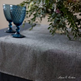 Linen & Cotton Beautiful and Noble Wide Table Runner Honeycomb - 100% Linen, Black Beige (47 x 270 cm) Table Decorations Table Linen for Home Living Room Dining Event Wedding Reception Christmas