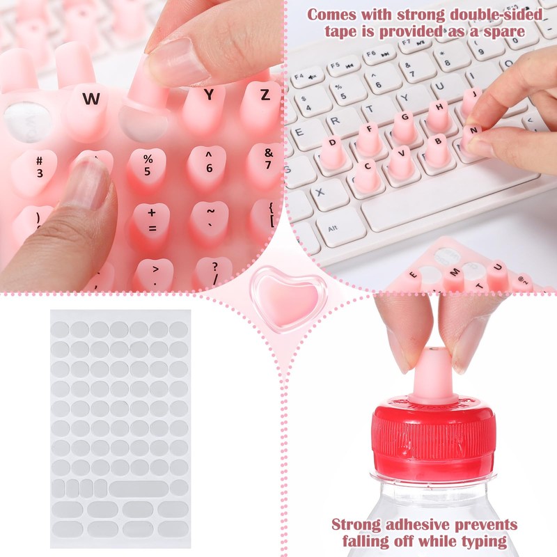 Kingdder 70 Pcs Raised Keyboard Stickers for Long Nails with
