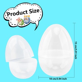 Octaday 28 Pcs 6 Inch Jumbo Plastic Easter Eggs Large Empty Transparent White Easter Eggs Clear Fillable Easter Eggs Bulk for Easter Eggs hunt Party Supplies