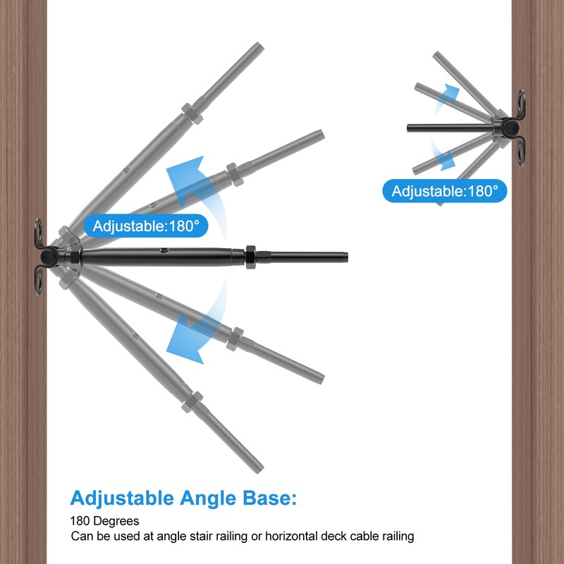 10 Pair 1/8" Adjustable Angle Stair Cable Railing Kits, Swage