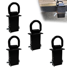 DEWHONETE 4-Pcs 5/8" Heavy Duty Removable Stake Pocket D Ring Fit for Utility Flatbed Trailers Trucks with Standard 2" x 4" Stake Pockets 15000 lbs D-Ring Tie Down Cargo Trucks 4PCS Black