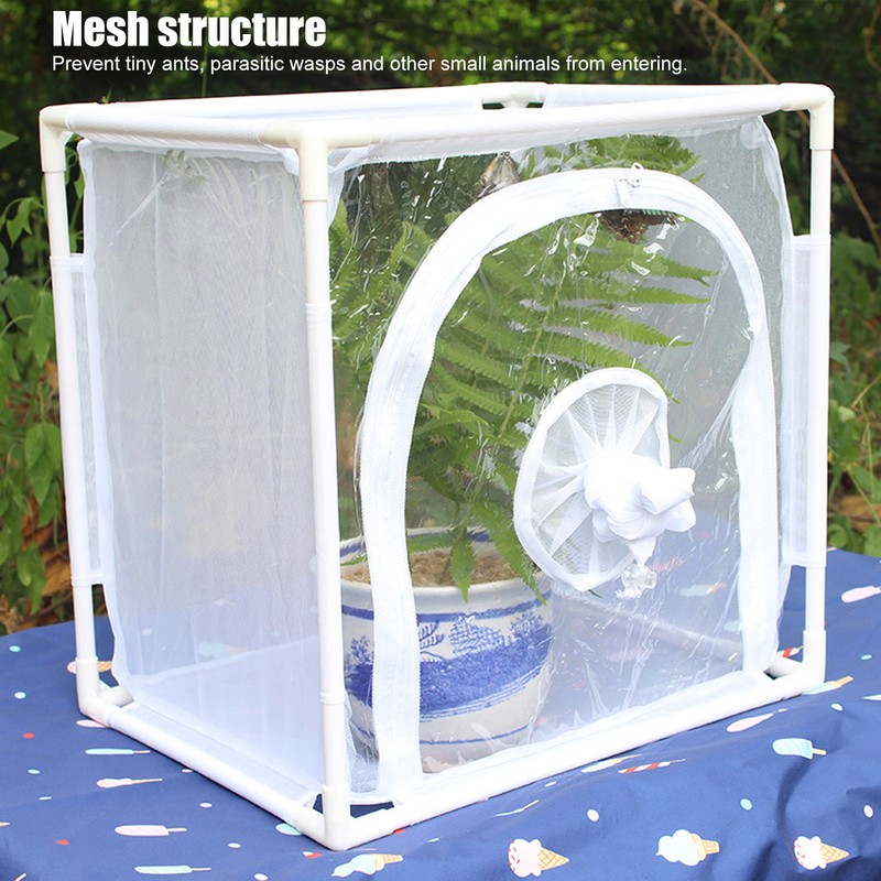 Insect Mesh Cage Greenhouse Outdoor Ventilated Butterflies Habitats Cage 40x30x40cm