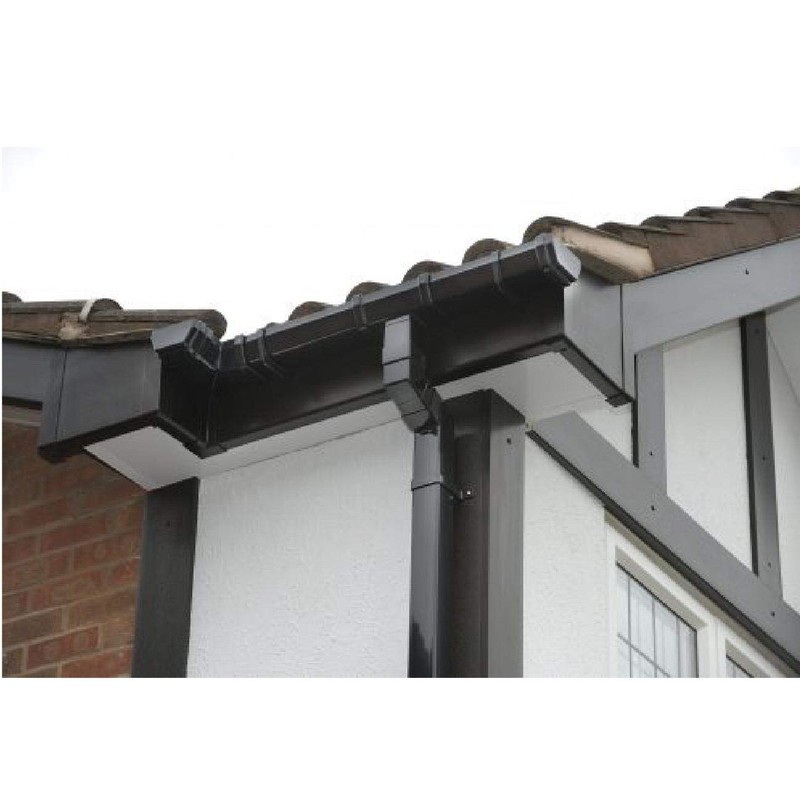5 x Black Square Fascia Gutter Brackets, Freeflow 114mm Rain