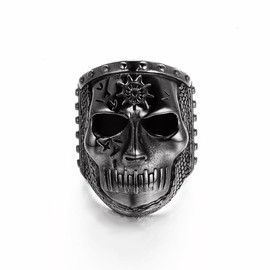 Black Skull Head with Sun Ring Stainless Steel Gothic Punk Statement Jewelry for Men Size 8