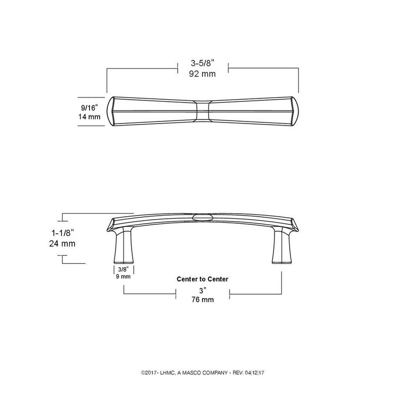 LIBERTY P18957C-SN-C 3 Notched Kitchen Cabinet Hardware Drawer Handle Pull,