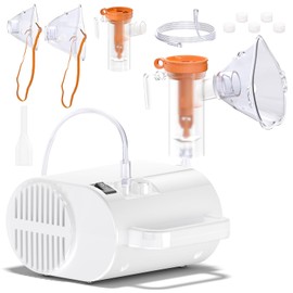 Portable Nebulizer Machine for Adults and Kids, Professional Handheld Inhaler Mist Breathing Compressor System Kit with Adjustable Cup, Adult and Kid Mask, Mouthpiece, Tubing for Home and Travel Use