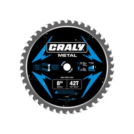 CRALY 8 Inch 42 Teeth Steel and Ferrous Metal Cutting Circular Saw Blade, 5/8 Inch Arbor, Thin Kerf, Professional Carbide Tipped Blade for Angle Iron, Threaded Rod, EMT Conduit(C0842MC)