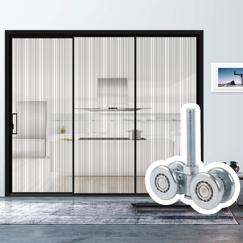 Walmine Dia 46mm Steel Sliding Door Rail Hanging Trolley Wheel