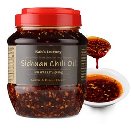 Kah's Journey Xtra Spicy Szechuan Chili Oil - Garlic and Onion Flavor 15.87oz (450g), Vegan, Sugar Free Chili Sauce with Spicy Chili Crisp, Good on Noodles, Meats, Veggies