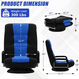 ACIPENSER Swivel Gaming Chair Multipurpose Floor Gaming Chair for Playing Video Games, TV, Reading w/Armrest Lumbar Support & 6 Adjustable Postion Backrest for Adults & Kids,Blue