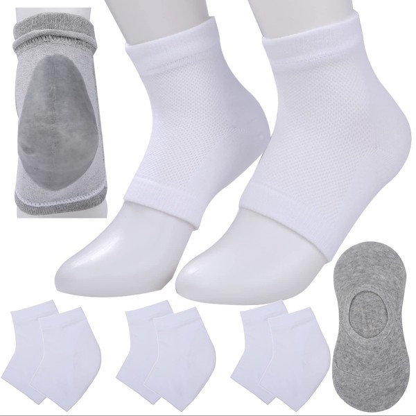 Umineko Heel Moisturizing Socks, "Super Glossy", Heel Care, Women's, Men's, Set of 3, Bonus, clean white