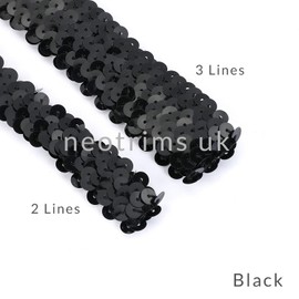 10 Yards (3 Lines) Elastic Stretch Sequin Ribbon 2cm and 3cm Wide 20 Metallic Colors for Costumes Dressmaking Cocktail Wear Decoration Embellishment Stretchy