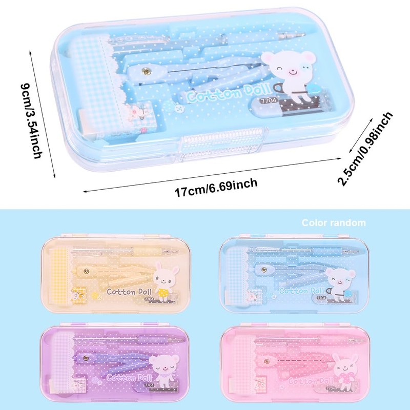 8 Pcs Math Geometry Set,Compass Protractors Square Set Math Geometry