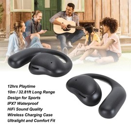 Generic Open Ear Headphones, IPX7 Waterproof Ultra Comforable Open Ear Earbuds with Charging Case, BT5.4 Sports Earbuds with Earhooks, 12H Playtime,for Running (Black), Generic941wd2von7-11