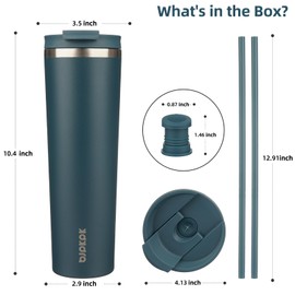 BJPKPK 34oz Stainless Steel Insulated Tumbler With lid And Straw Travel Coffee Thermal Tumblers Cup For Women And Men,Navy Blue