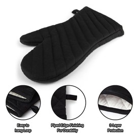 2-Pack Heat Resistant Oven Mitts & Hot Pads - 428°F/220°C Safe for Baking, Grilling, BBQ, Cooking - Extra Long Kitchen Gloves for Handling Hot Pots & Pans