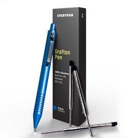 Everyman Grafton Gel Ink Pen Bundle, Aegean | Premium 0.7mm Refillable Metal Pen with Comfortable Grip + 3 Black Refills | Smooth Writing EDC Pen Set for Office, Travel, Gifts & Daily Use