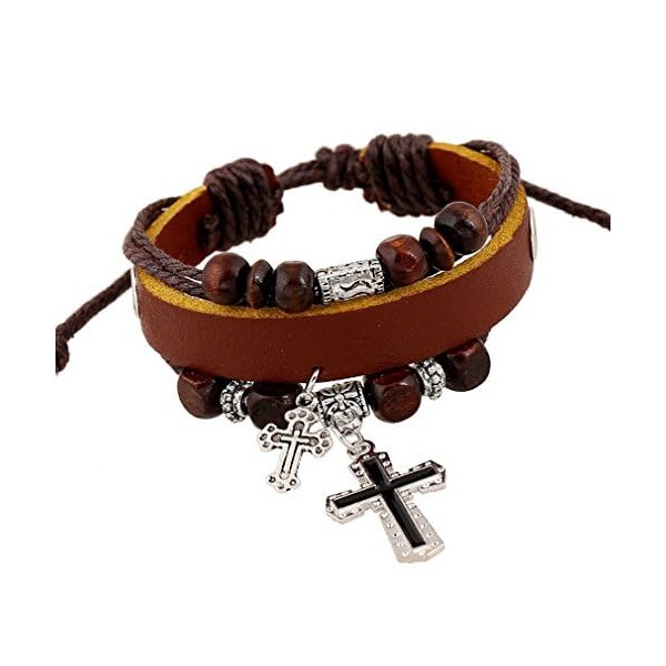FineryGal Cross Layered Bracelets with Beads God Cross Charm Stackable