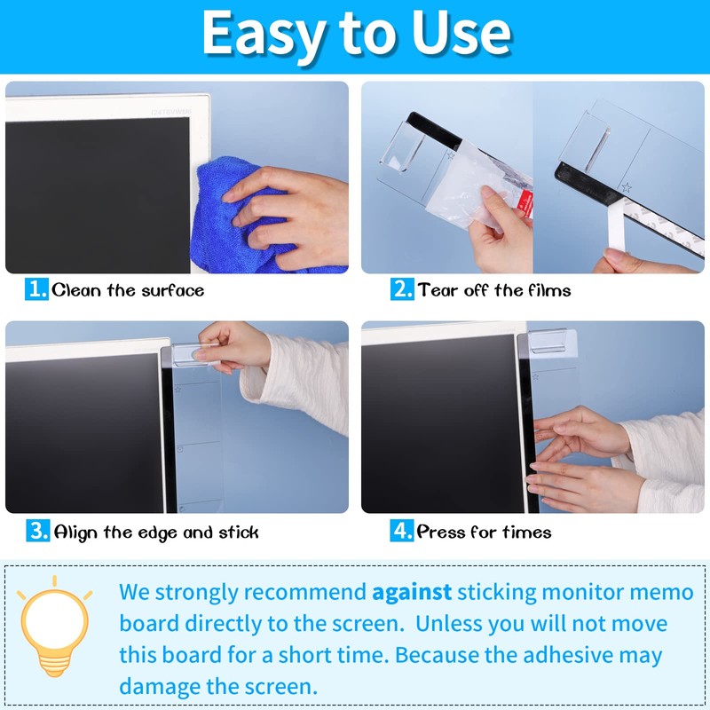Monitor Memo Board, 2PCS Multifunction Sticky Note Holder for Computer