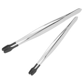 Healeved 4pcs Stainless Steel Tweezers for Stamp Collecting Coins and False Eyelashes Flat Head Design for Stable Grip Compact and Durable Crafting Tool