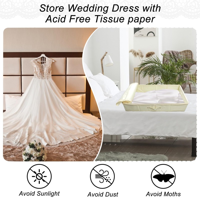 Wedding Dress Storage Box, Wedding Dress Preservation Box with 40