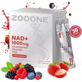 ZOOONE NR1000 NAD+ Drink Mix - Berry Flavor, Energy & Skin Support, 30 Pack-4pc