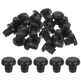 sourcing map 50Pcs Glass Table Top Bumpers with Stem, Black Rubber Push in Bumpers for 7mm/0.28" Hole, PVC Rubber Grippers Table Spacers for Table Furniture Cabinet