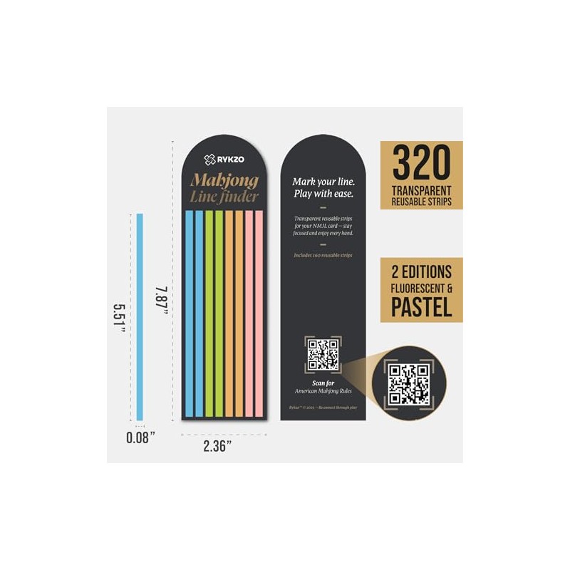Mahjong Line Reader 320 PCS – Sticky Highlighter Strips to