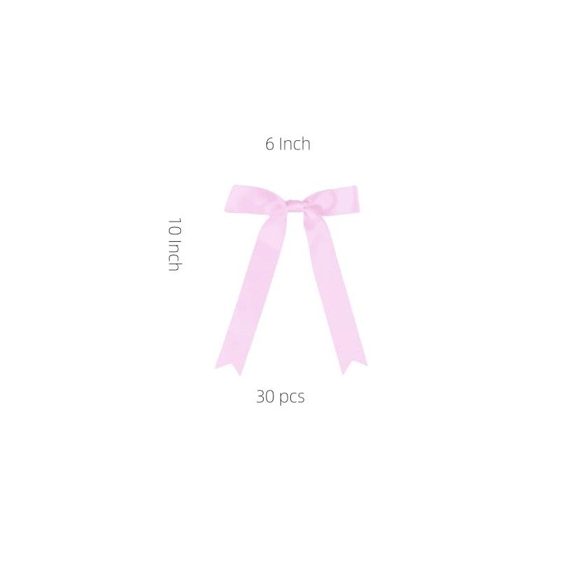 Satin Ribbon Bows with Twist Tie, 6 x 10 Inch,