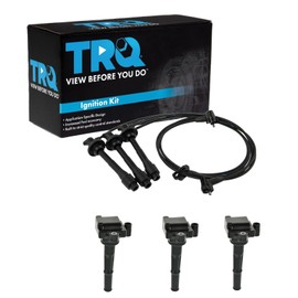 TRQ Ignition Kit Ignition Coil Spark Plugs Wire Set Compatible with 1996-2002 Toyota 4Runner 1995-1998 T100 1995-2004 Tacoma 2000-2004 Tundra