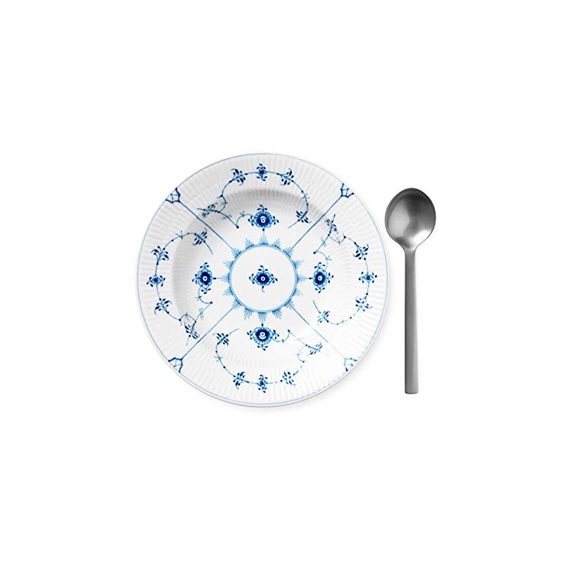 Royal Copenhagen 1017196 Blue Fluted Plain Deep Plate, 9.1 inches