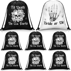 7 Pcs Bride Drawstring Bags Bachelorette Party Drawstring Backpacks for Bridal Shower Wedding Party Bridesmaids Supplies Gift Bag 13.39 x 16.93 Inch (Gothic Style)