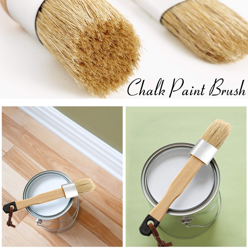 Boao 3 Pcs Chalk Paint Brushes Oval Chalk Paint Wax
