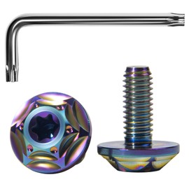 Litorange Titanium Alloy License Plate Bolts with Star Hexagonal Hole Bolts License Frame Titanium Alloy Anti-theft Screws M6 Set of 2 (Rainbow)