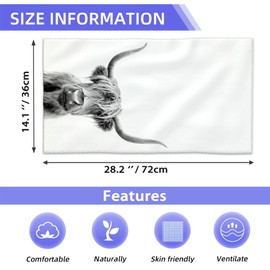 BIGXIUKA Highland Cow Hand Towels Gray White Bath Towel Set of 2 Soft Kitchen Dish Towels Decorative Bathroom Face Towels for Guest Gym Yoga 28 x 14 Inch