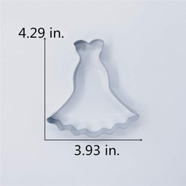 LILIAO Wedding Dress Cookie Cutter for Wedding/Engagement - 4 x 4.3 inches - Stainless Steel