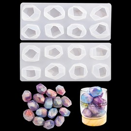 Rolin Rolin 2PCS Geometric Resin Molds Irregular Casting Silicone Mold Multi-Facet Gemstone Jewelry Moulds Reusable Epoxy Mould DIY Craft Making Cabochons for Home Decoration