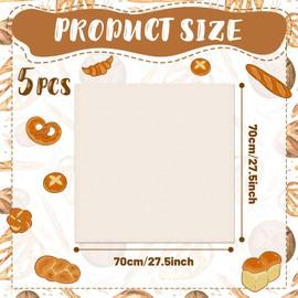 5 Pack 28"x 28" All-Cotton Tea Towels for Baking Sourdough, Thickening 285 gsm Flour Sack Towels for Bread Proofing, Unbleached Bread Towels for Proofing for Dough Raising Baguettes