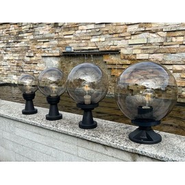 Ball Light Outdoor Light Tower Transparent Smoke Diameter 15 cm Garden Lamp E27