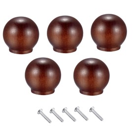 Metany Round Wood Drawer Knob,Dresser Furniture Drawers 33mm Dia,White Cabinet Pulls Handles with Screws Hardware for Drawer Wardrobe Dresser (Walnut Color)