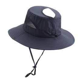 Gvatasz Summer Beach Sun Hats for Women UV Protection High Ponytail Hole UPF 50+ Fishing Safari Garden Hiking Hat,Black