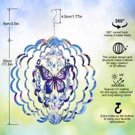 Wind Spinners Outdoor，Wind Spinner for Yard and Garden,3D Wind Spinner Butterfly Gifts for Mother/Friend/Boyfriend/Wife/Grandma,Outdoor Garden Decor Kinetic Yard Art Decoration