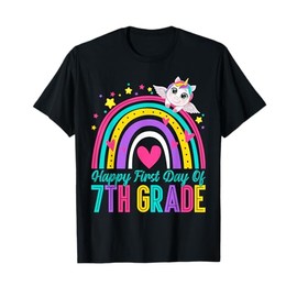 Happy First Day Of 7th Grade Unicorn Back To School Girls T-Shirt