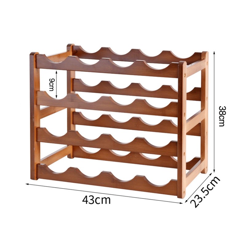 Glsety 16 Bottle Wooden Wine Rack,4 Tier Free Standing Wine
